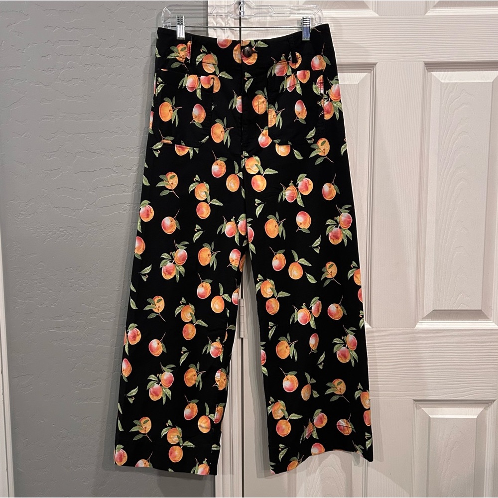 Anthropologie Maeve “The Colette” Cropped Wide-Leg Peach Pants
